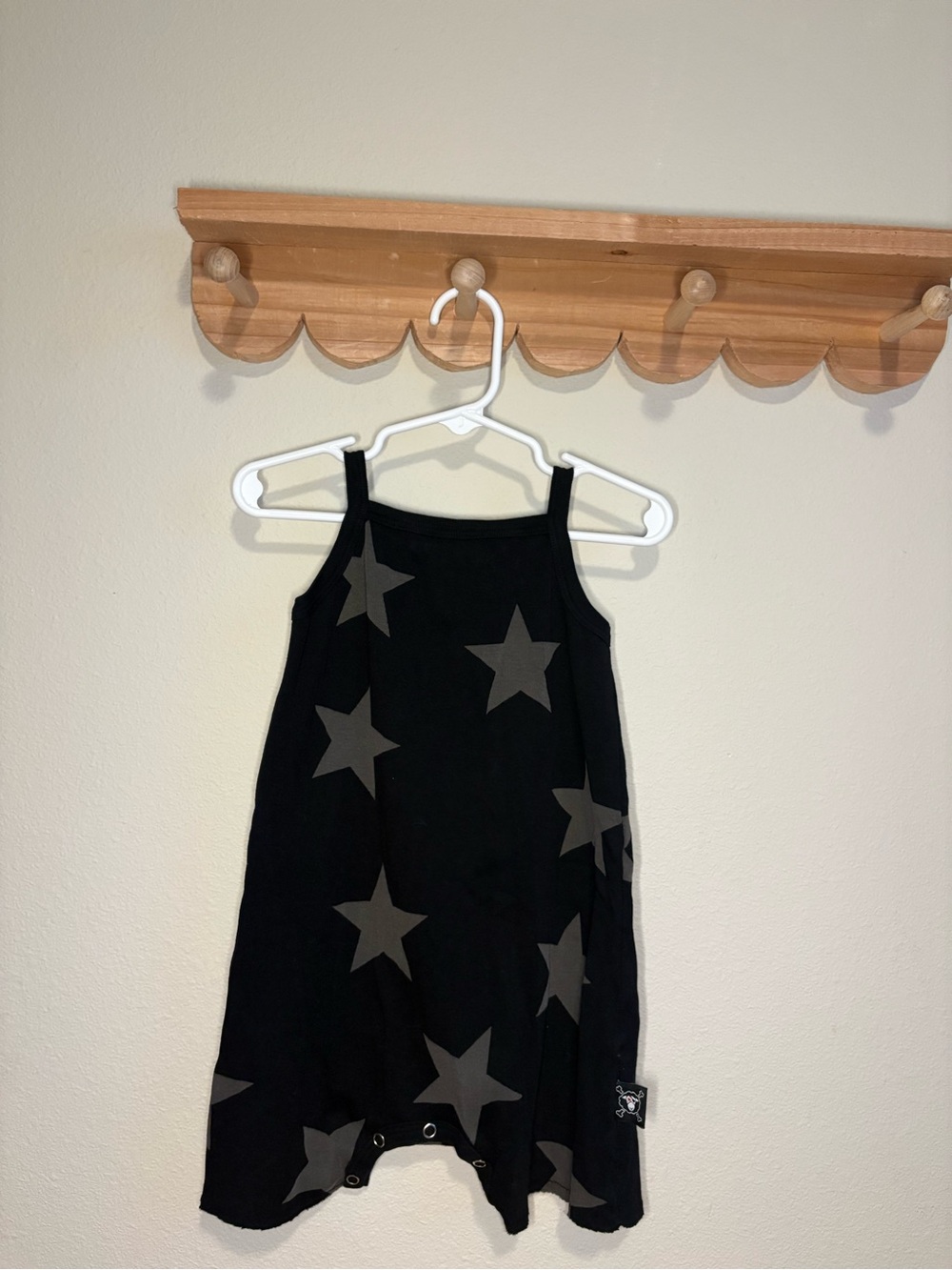 nununu Black Romper with Gray Star Print